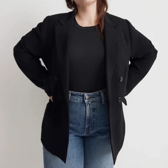 Madewell Rosedale Double-Breasted Black Blazer Jacket in Crepe Size 18W NWT - Picture 17 of 17